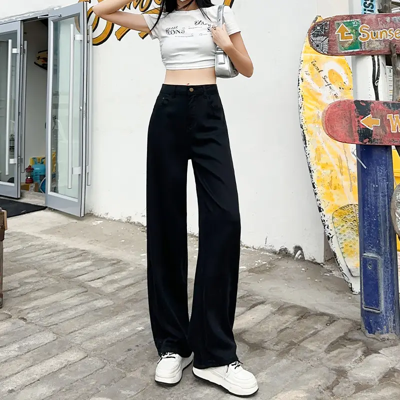 Women's 885 High Waist Straight Jeans 2022 Spring Autumn Wide Leg - Image 5