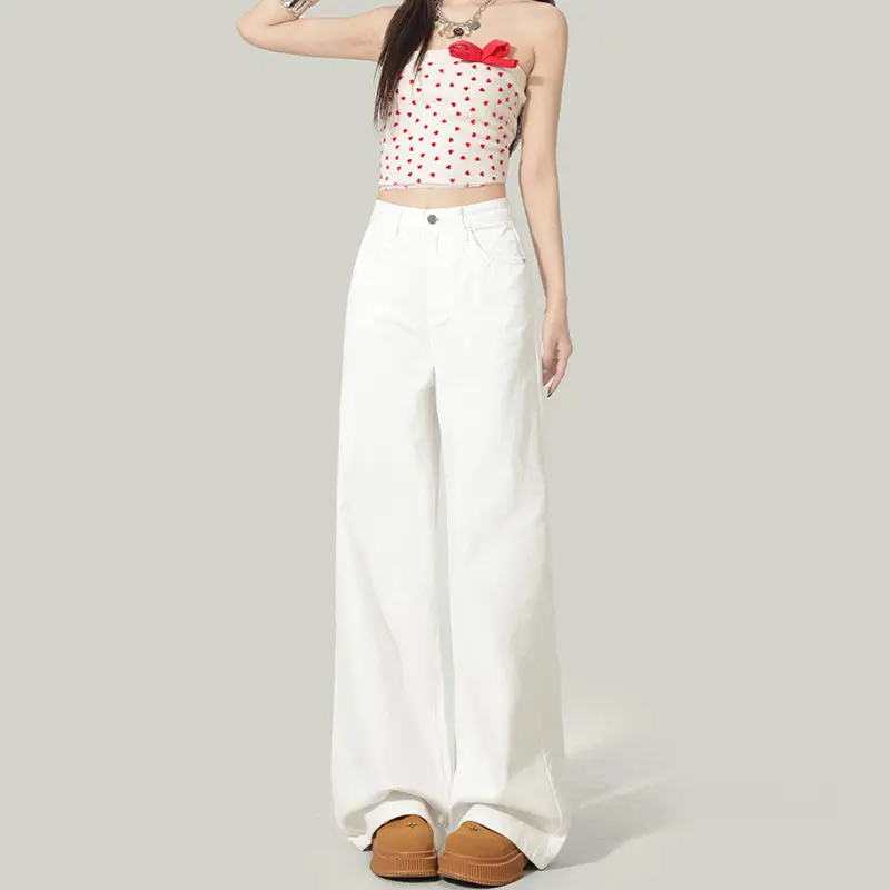 Women's 885 High Waist Straight Jeans 2022 Spring Autumn Wide Leg - Image 8
