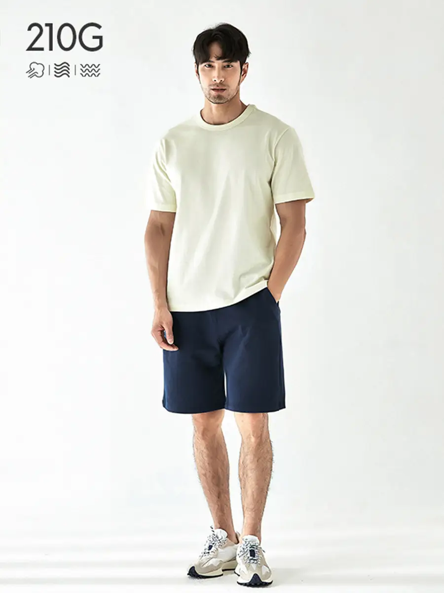 Men's Heavy Cotton T-Shirt Ivory Retro Casual 210g - Image 4