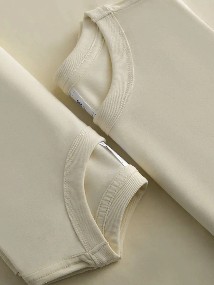 Men's Heavy Cotton T-Shirt Ivory Retro Casual 210g - Image 5