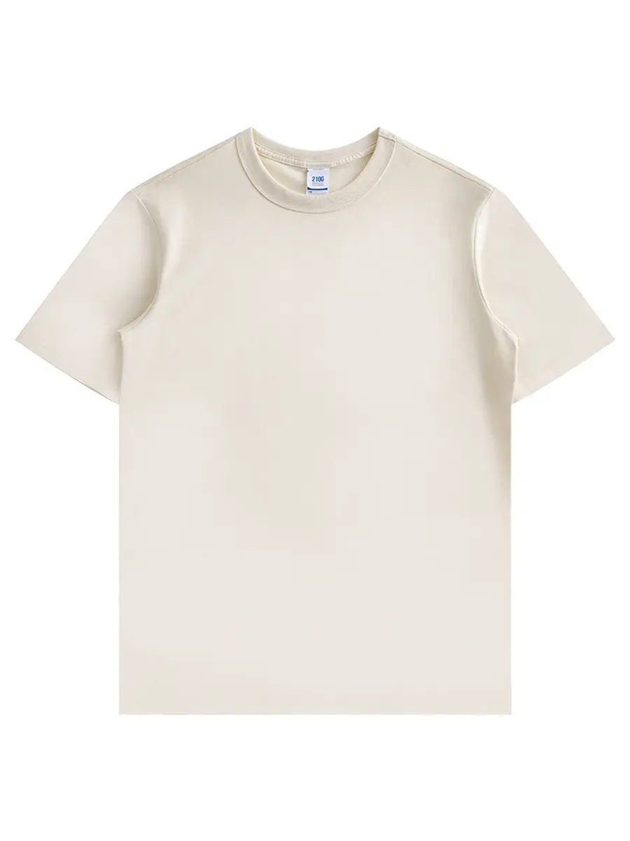 Men's Heavy Cotton T-Shirt Ivory Retro Casual 210g - Image 7
