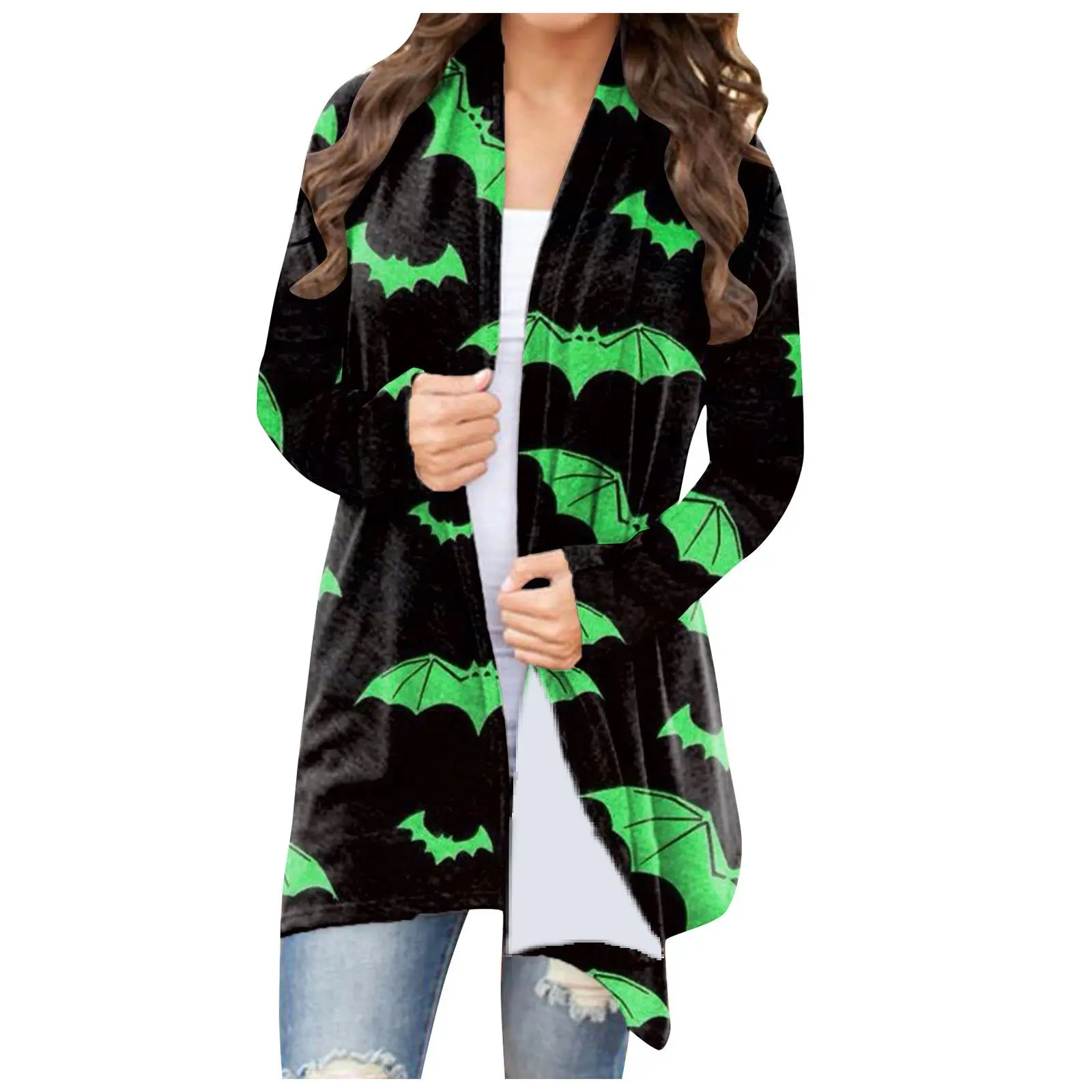 Women's Joker Printed Casual Coat Small Cardigan Orange - Image 23