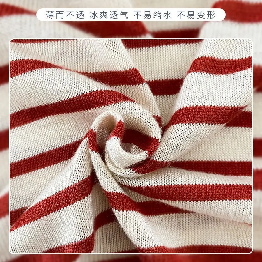Women Ice Silk Striped Sweater Summer Top - Image 8