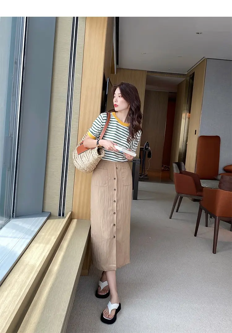 Women Ice Silk Striped Sweater Summer Top — feature 20