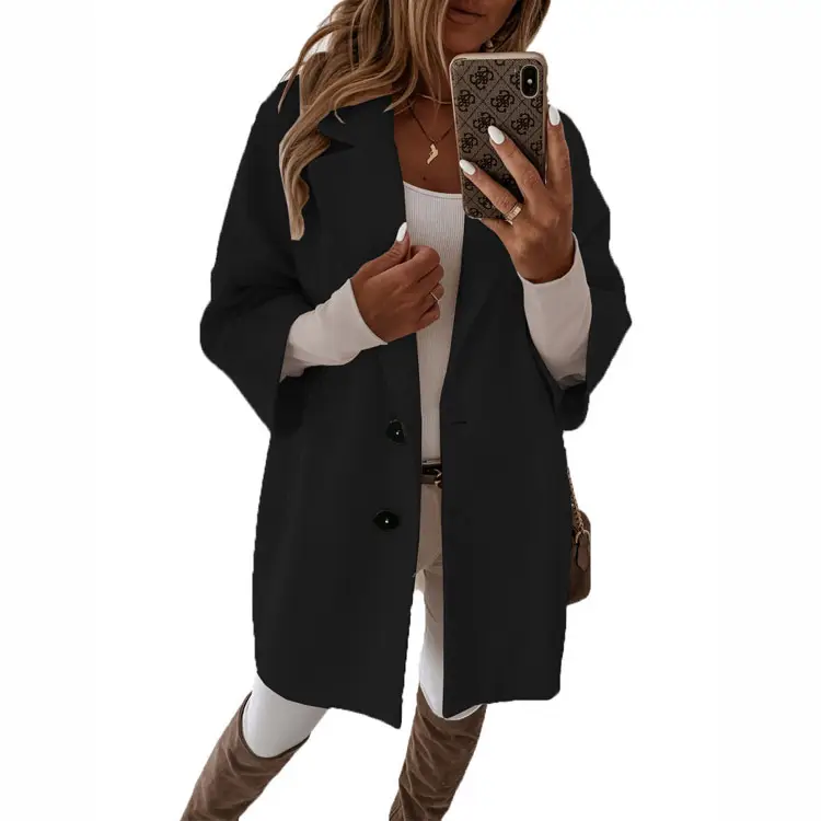 Women Woolen Lapel Pants Olive Green 2025 - Image 2
