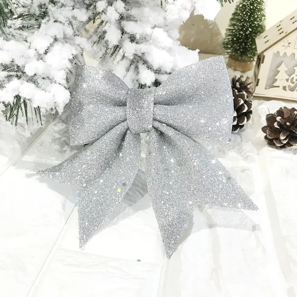 Golden Glitter Christmas Bow for Tree & Home Decor - Image 2