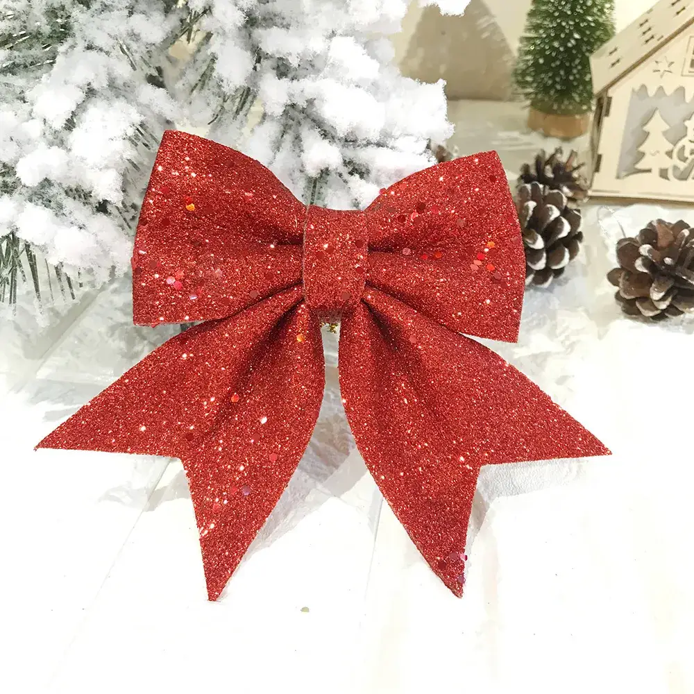 Golden Glitter Christmas Bow for Tree & Home Decor - Image 3
