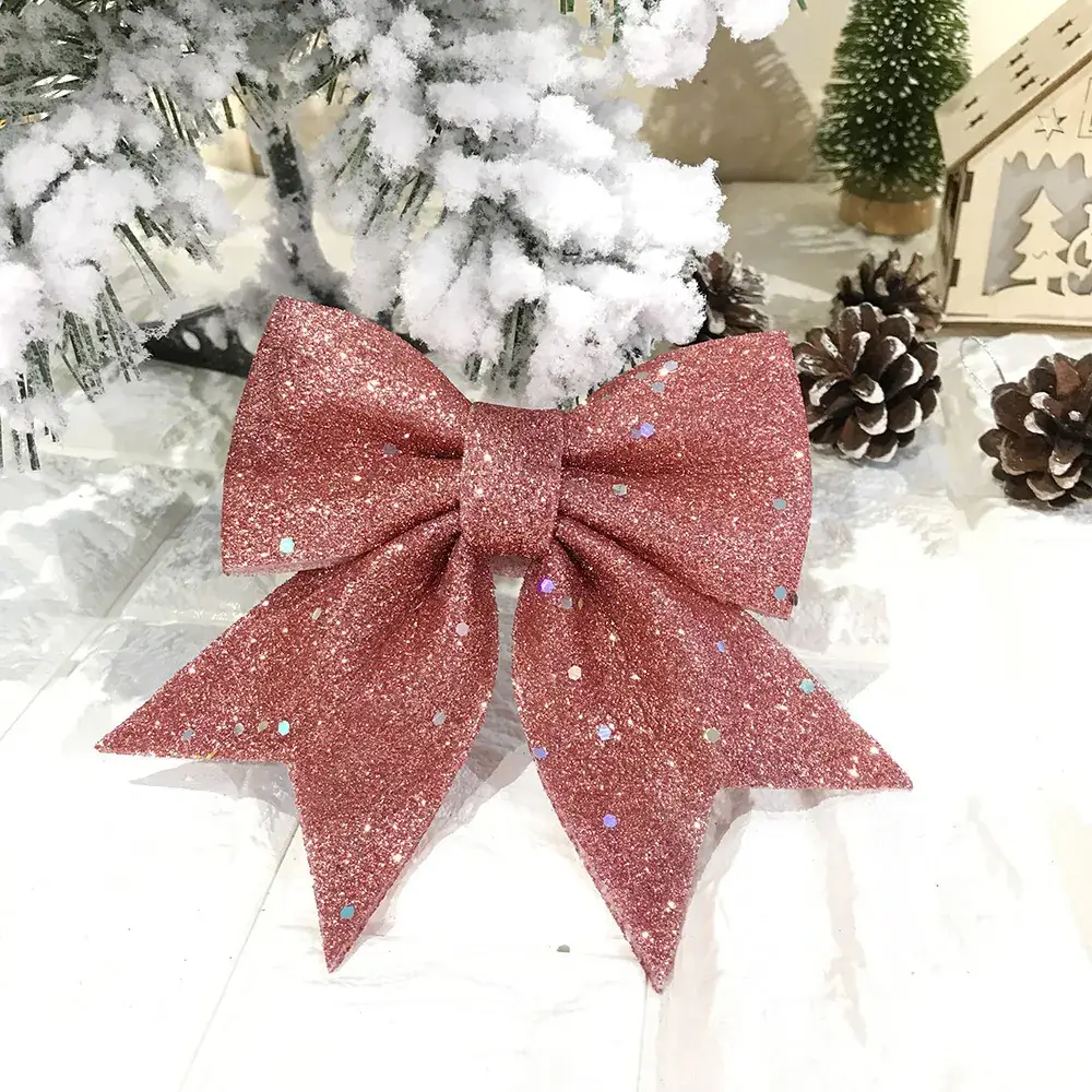 Golden Glitter Christmas Bow for Tree & Home Decor - Image 4
