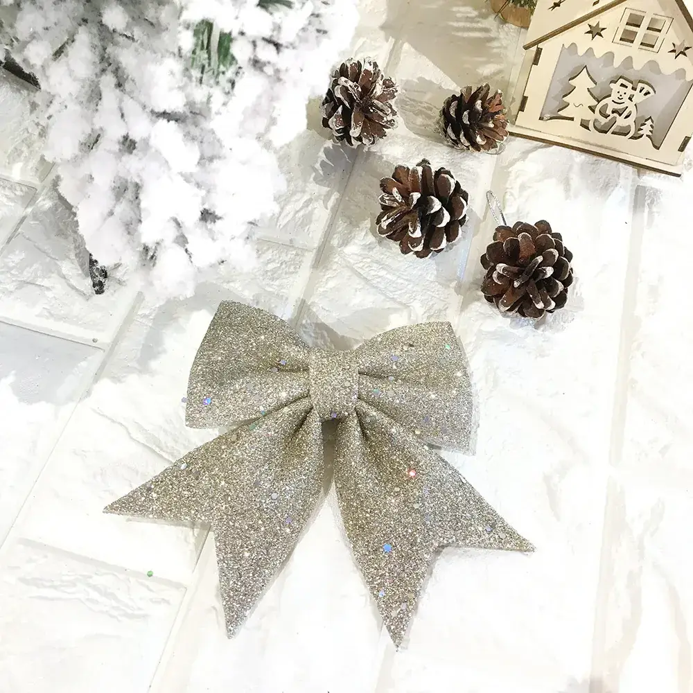 Golden Glitter Christmas Bow for Tree & Home Decor - Image 6