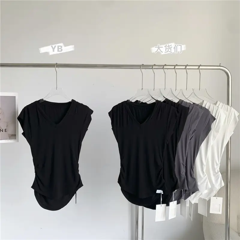 Women V-Neck T-Shirt Solid Slim Fit 2026 - Image 5