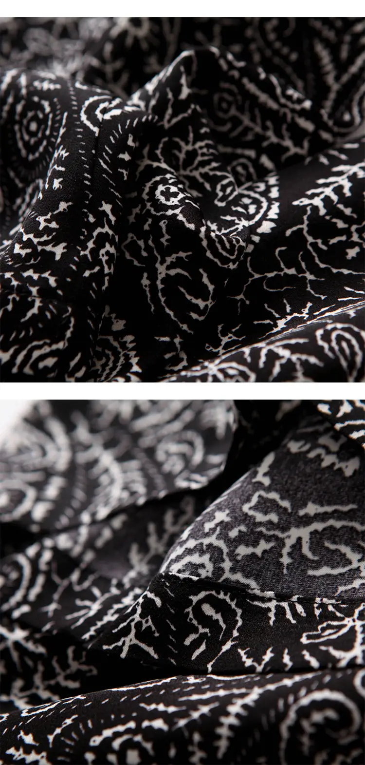 Ice Silk Wide Leg Pants Women Summer Black White Paisley — feature 11