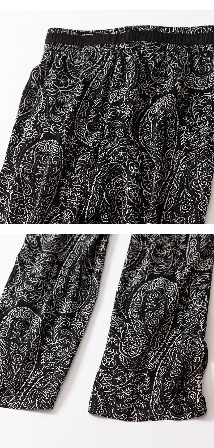 Ice Silk Wide Leg Pants Women Summer Black White Paisley — feature 12