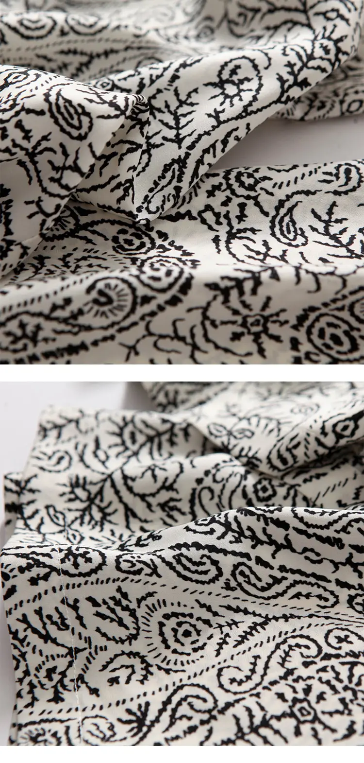 Ice Silk Wide Leg Pants Women Summer Black White Paisley — feature 15