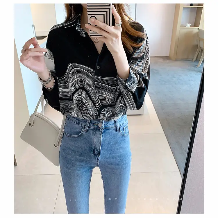 Women's Loose Slimming Striped Shirt Autumn 2025 - Image 4