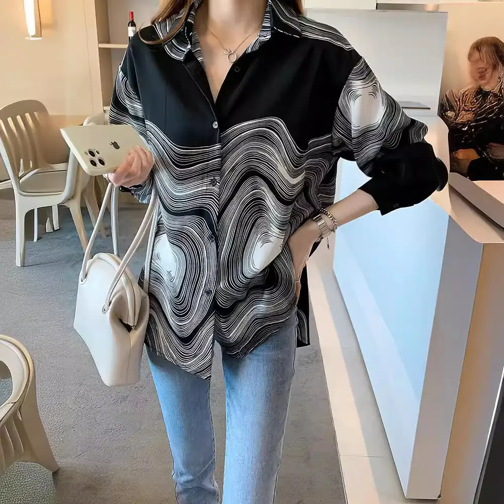 Women's Loose Slimming Striped Shirt Autumn 2025 - Image 6