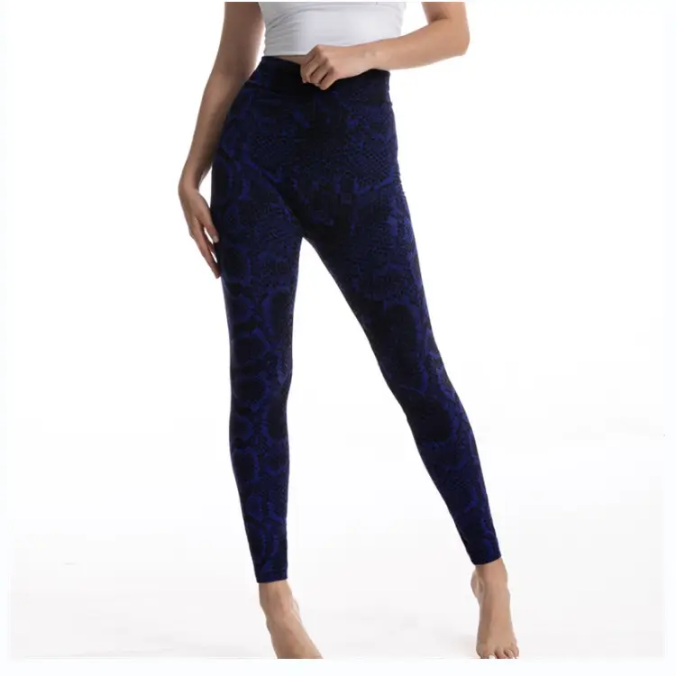 Women's Red Snake Print High Waist Yoga Pants - Image 10