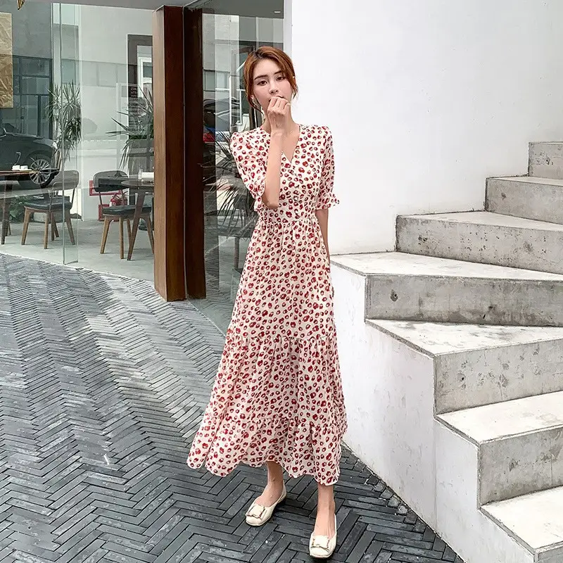 Women Chiffon Floral Long Skirt Beach Dress