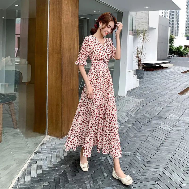 Women Chiffon Floral Long Skirt Beach Dress