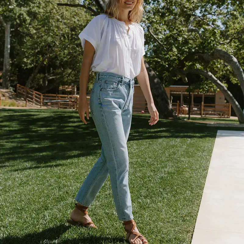 Women Clear Cotton Batwing Shirt Summer White