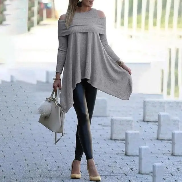 2022 Off-Shoulder Long Sleeve Women's Sweater Set - Image 4