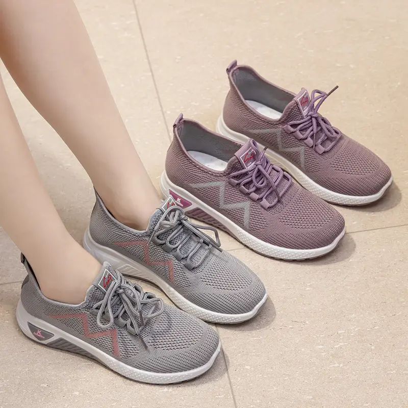 Women's Shoes for Spring and Summer, Casual Breathable Sports Shoes, Versatile Breathable Fly-Knit Low-Top Women's Shoes, One-Piece Drop Shipping