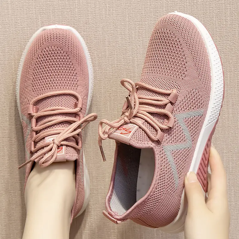 Women's Shoes for Spring and Summer, Casual Breathable Sports Shoes, Versatile Breathable Fly-Knit Low-Top Women's Shoes, One-Piece Drop Shipping