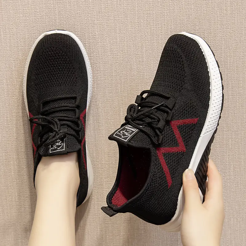 Women's Shoes for Spring and Summer, Casual Breathable Sports Shoes, Versatile Breathable Fly-Knit Low-Top Women's Shoes, One-Piece Drop Shipping