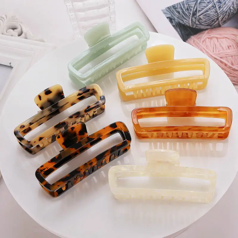Retro Hollow Hair Clips Large Square Acetate Decor - Image 7