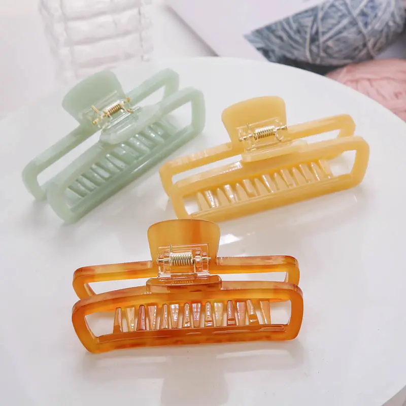 Retro Hollow Hair Clips Large Square Acetate Decor - Image 8