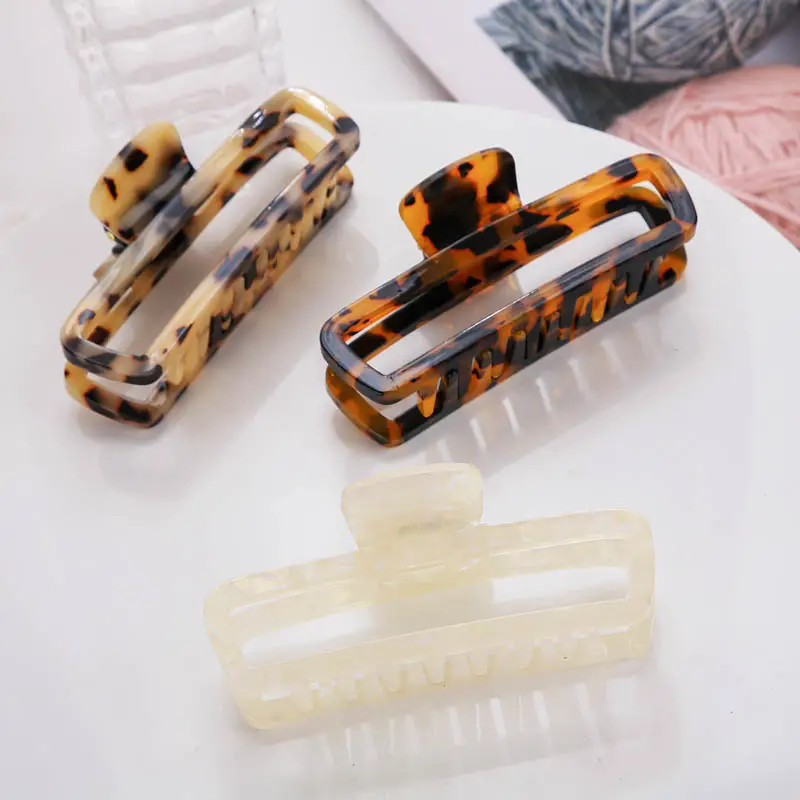 Retro Hollow Hair Clips Large Square Acetate Decor - Image 9