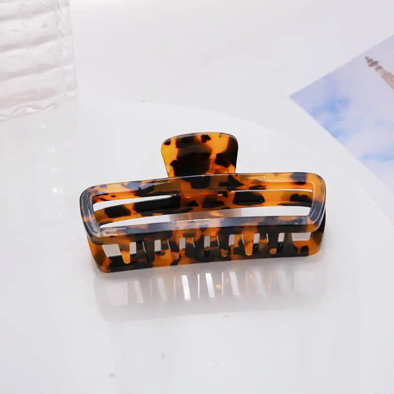 Retro Hollow Hair Clips Large Square Acetate Decor - Image 2