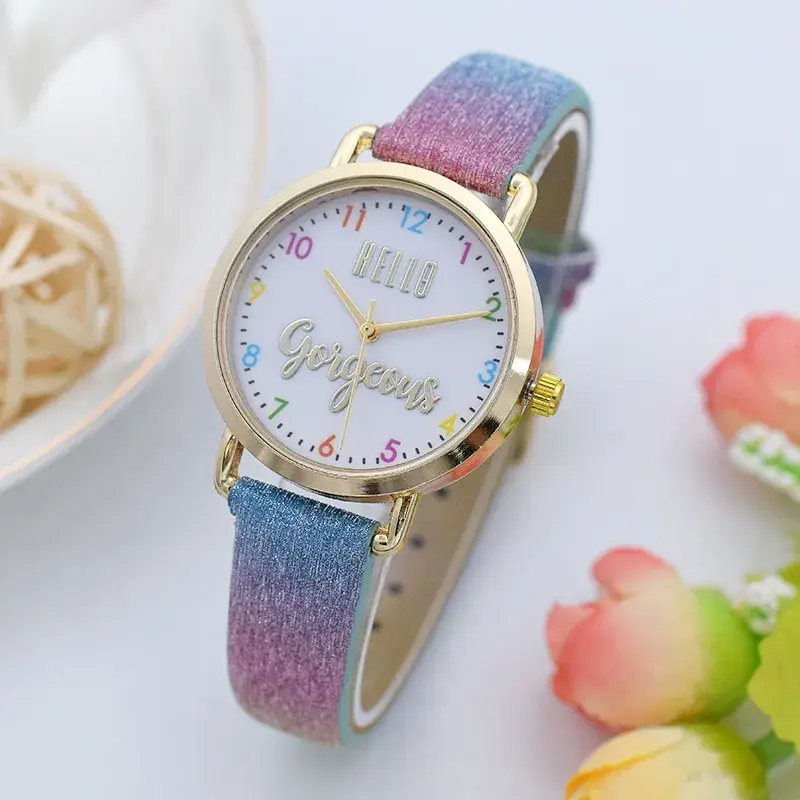 Fashionable Glitter Wristwatch for Girls Pink Blue - Image 3