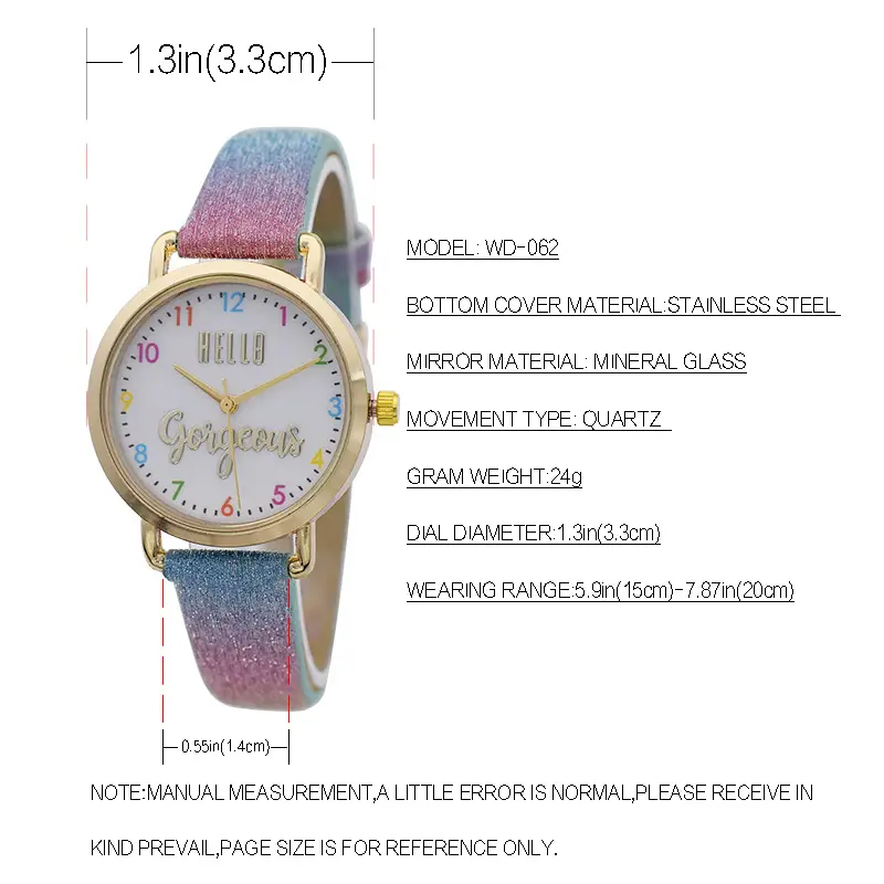 Fashionable Glitter Wristwatch for Girls Pink Blue — feature 5