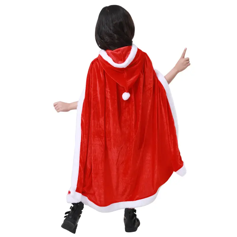 Red Santa Cape Hooded Costume for Kids & Adults - Image 4