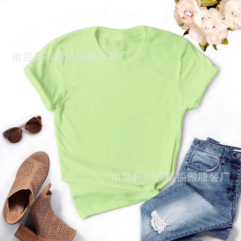 Women White Round Neck T-Shirt Casual Short Sleeve - Image 10