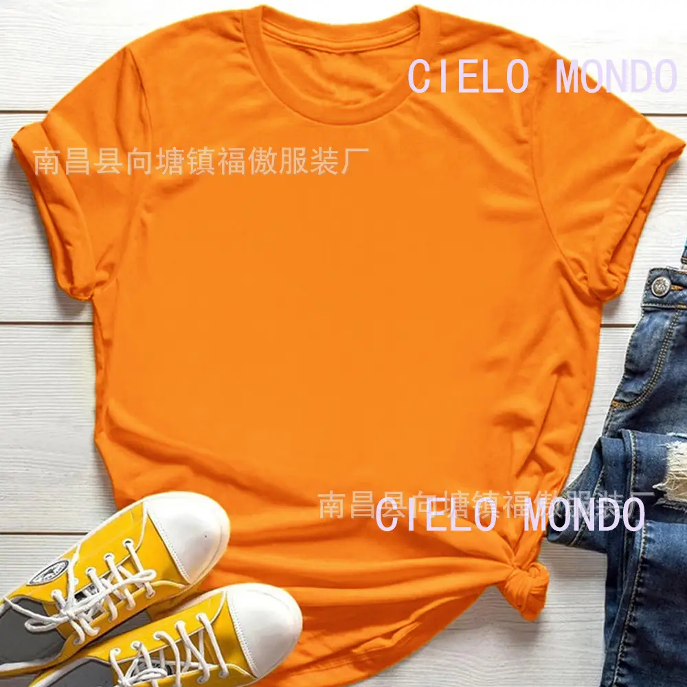 Women White Round Neck T-Shirt Casual Short Sleeve - Image 15