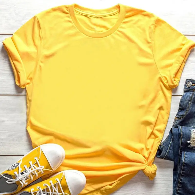 Women White Round Neck T-Shirt Casual Short Sleeve - Image 6