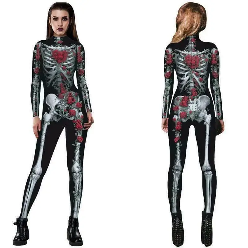 2022 Black Skull Printed Jumpsuit Pants Set