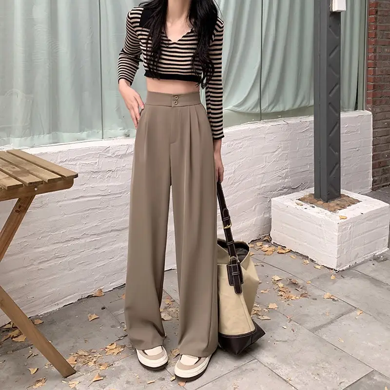 Women Wide Leg Pants Elastic Waist Summer Loose Slimming