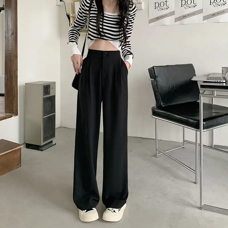 Women Wide Leg Pants Elastic Waist Summer Loose Slimming
