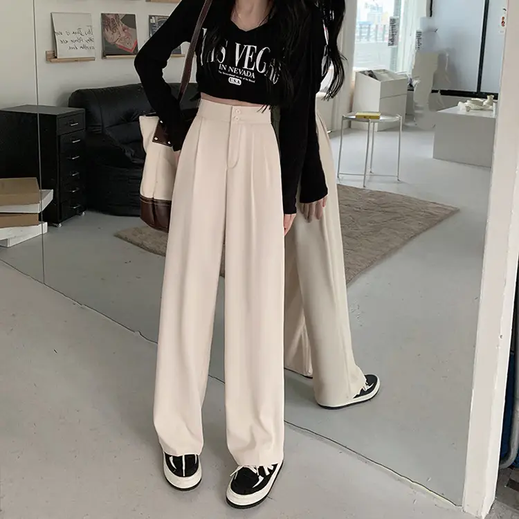 Women Wide Leg Pants Elastic Waist Summer Loose Slimming — feature 12