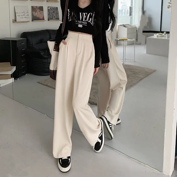 Women Wide Leg Pants Elastic Waist Summer Loose Slimming — feature 13