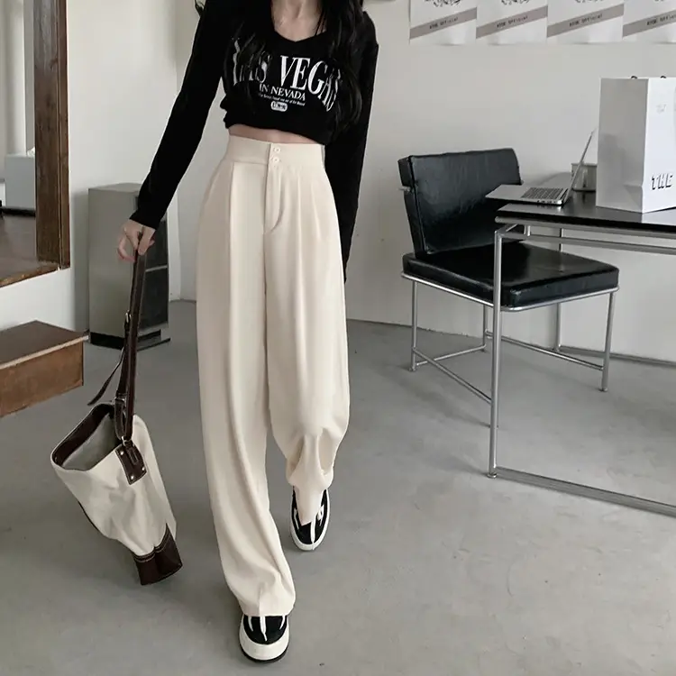 Women Wide Leg Pants Elastic Waist Summer Loose Slimming — feature 14