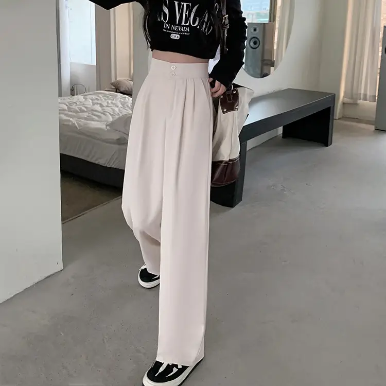 Women Wide Leg Pants Elastic Waist Summer Loose Slimming — feature 16