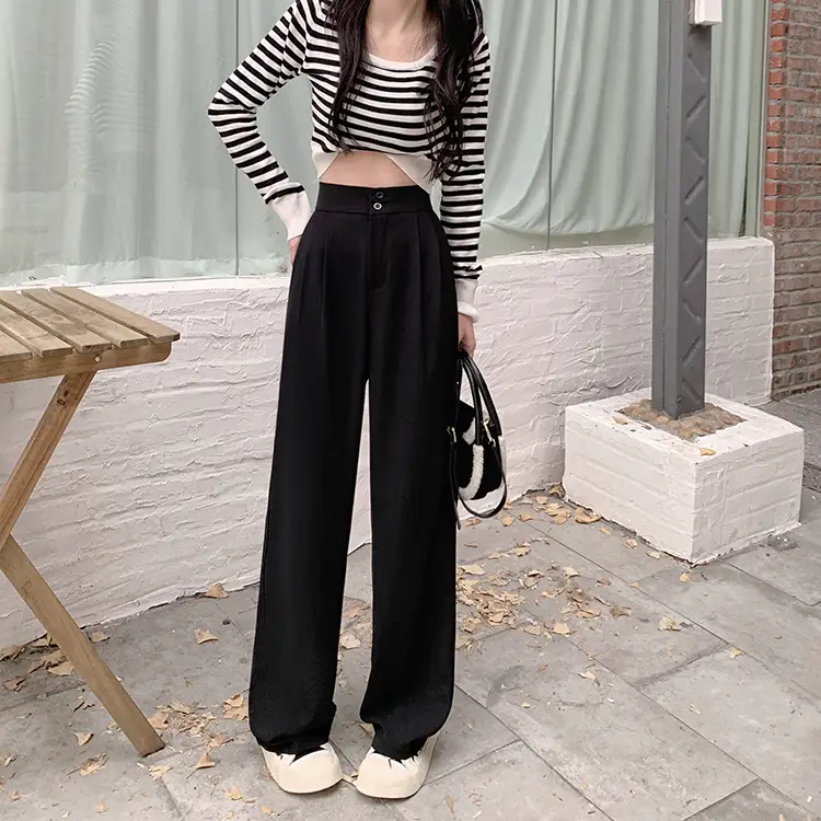 Women Wide Leg Pants Elastic Waist Summer Loose Slimming — feature 23