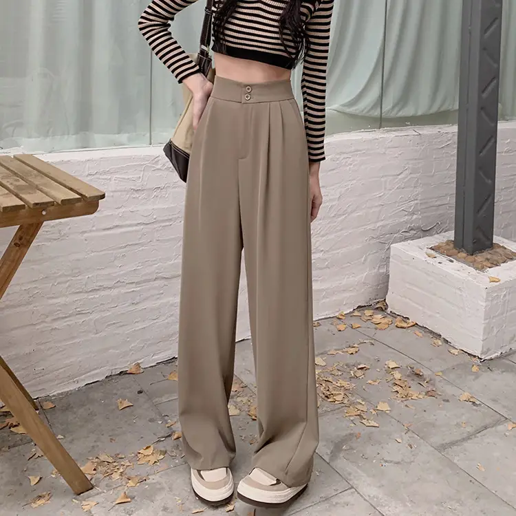 Women Wide Leg Pants Elastic Waist Summer Loose Slimming