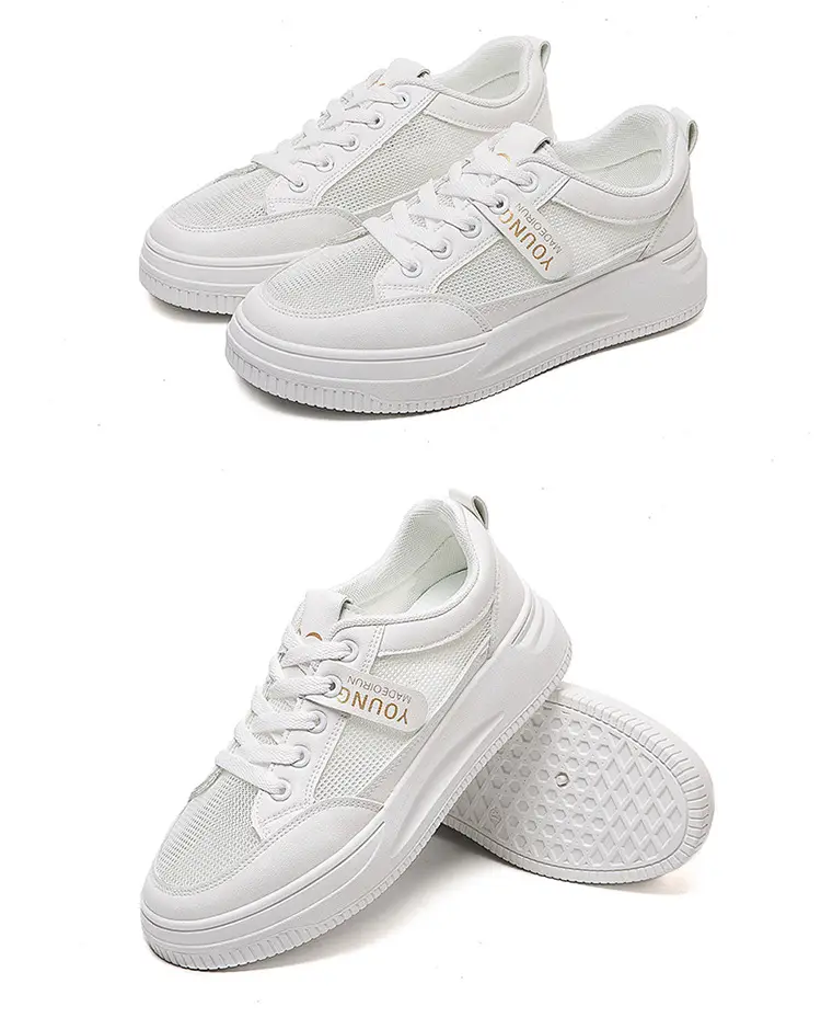2026 Summer New Versatile Mesh Breathable White Sneakers for Women, Thick-Soled Casual Sports Lace-Up Mesh Shoes — feature 21