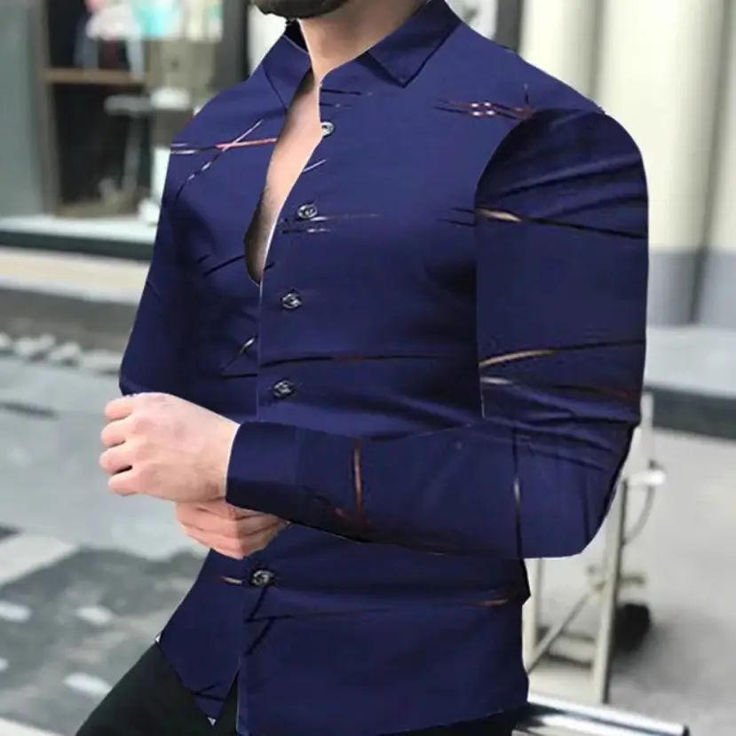Men's Black Red Stripe Long Sleeve Shirt - Image 14
