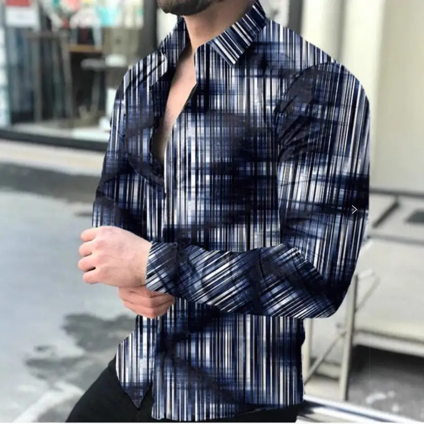 Men's Black Red Stripe Long Sleeve Shirt - Image 15