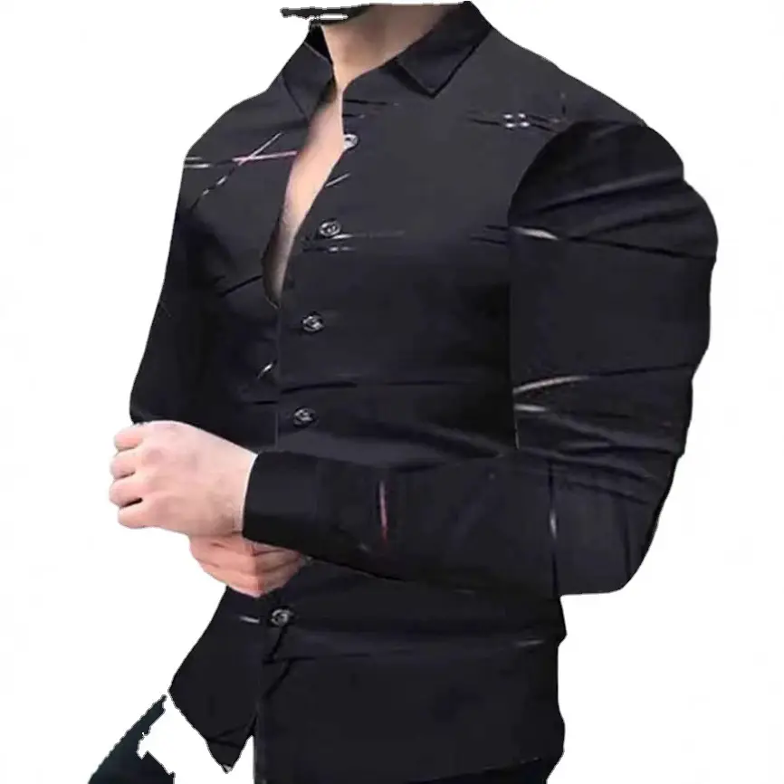 Men's Black Red Stripe Long Sleeve Shirt - Image 17